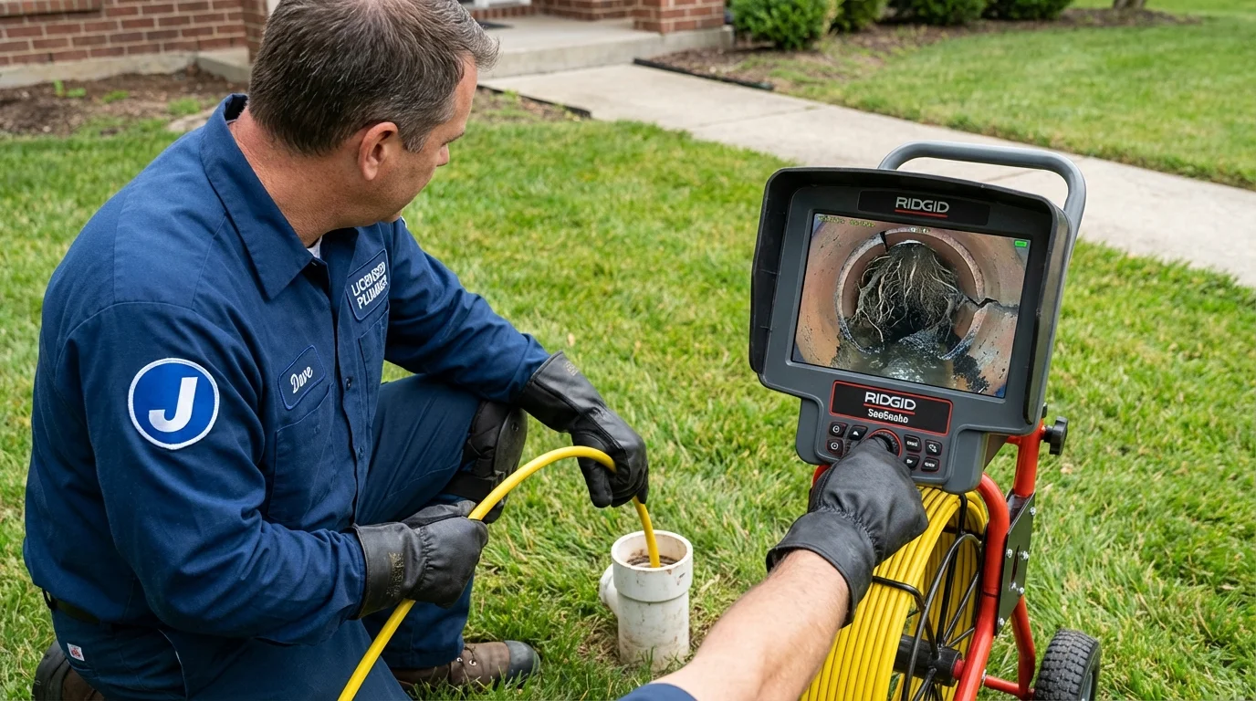 Sewer camera inspection being performed by Johns Plumbing LLC in Bowbells