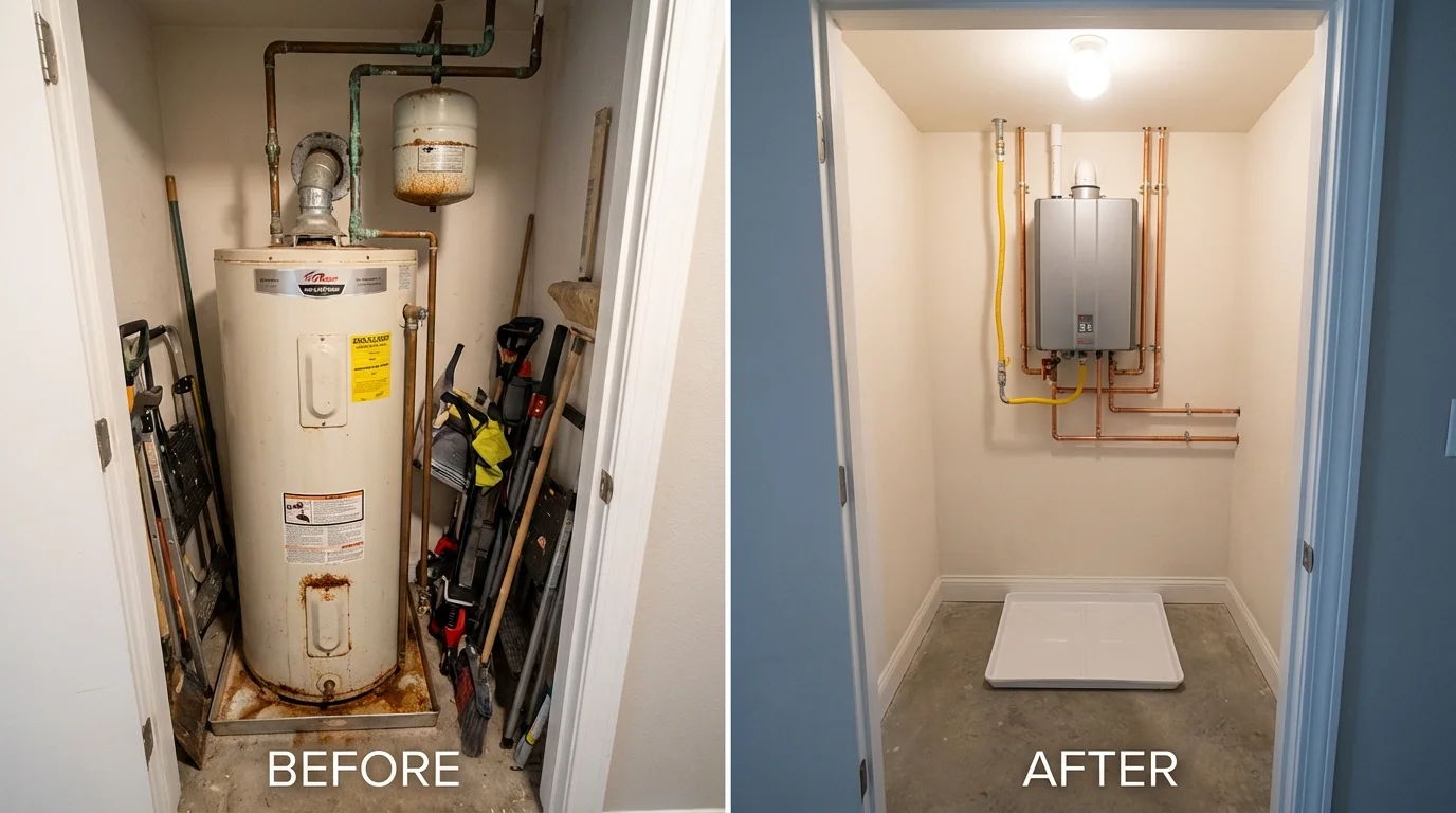 Tank water heater versus wall-mounted tankless unit comparison for Bowbells, ND homeowners